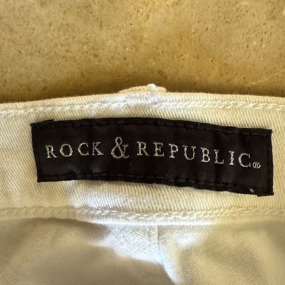 Rock & Republic ladies white jeans with silver embezzlement exc Cond SIZE 8 - Picture 5 of 15